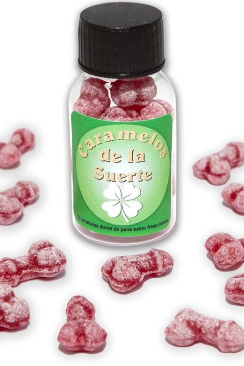 DIABLO PICANTE – 12 CARAMELOS DE LA SUERTE FORMA PENE FRESA/CEREZA