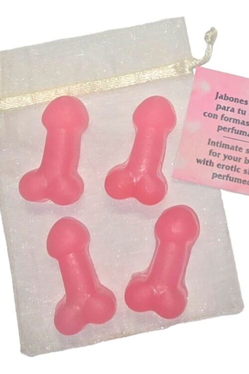 DIABLO PICANTE – 4 MINI JABONES PERFUMADOS FORMA PENE ROSA