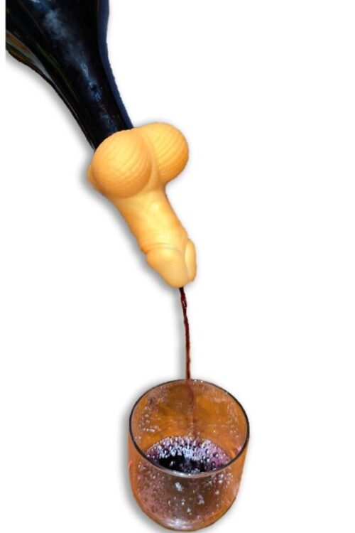 DIABLO PICANTE – DECANTADOR DE VINO FORMA PENE DORADO