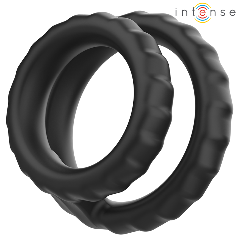 INTENSE – DEWEY ANILLO DOBLE PARA PENE SILICONA NEGRO MODELO 2