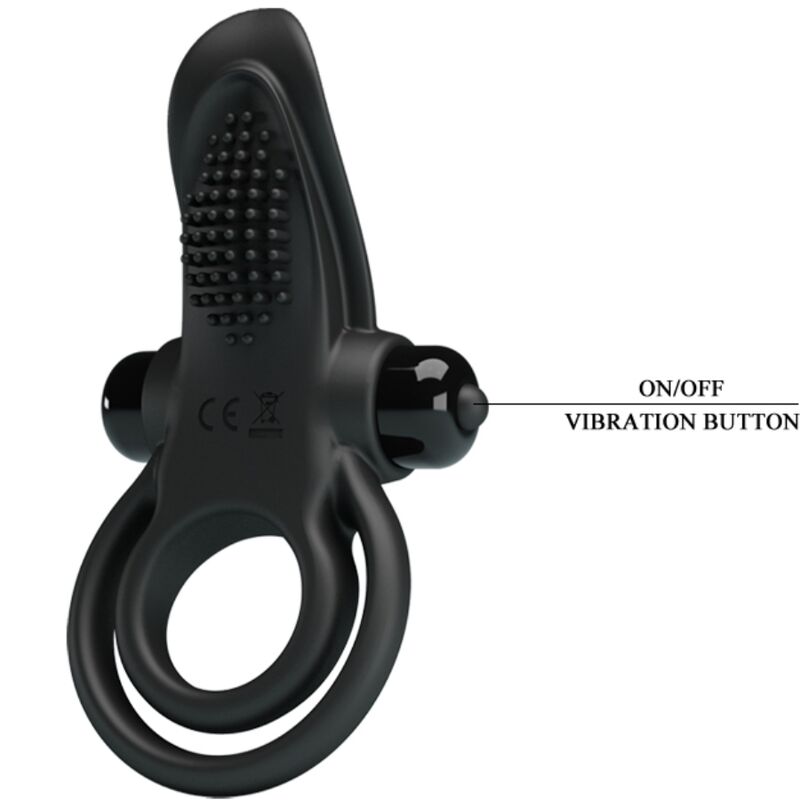 PRETTY LOVE - DOBLE ANILLO VIBRADOR + ESTIMULADOR CLÍTORIS 10 VIBRACIONES NEGRO - Imagen 6