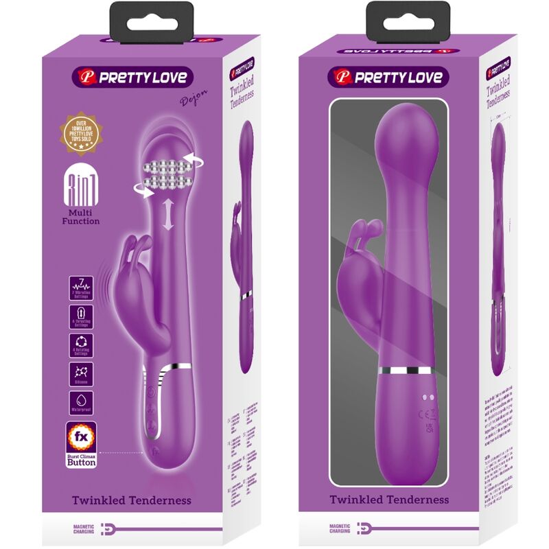 PRETTY LOVE - DEJON VIBRADOR RABBIT MULTIFUNCIÓN 3 EN 1 MORADO - Imagen 7