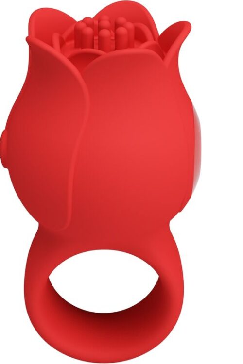 PRETTY LOVE – JAE VIBRADOR DE DEDO FORMA DE ROSA 10 VIBRACIONES ROJO
