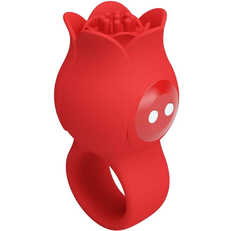 PRETTY LOVE - JAE VIBRADOR DE DEDO FORMA DE ROSA 10 VIBRACIONES ROJO - Imagen 2