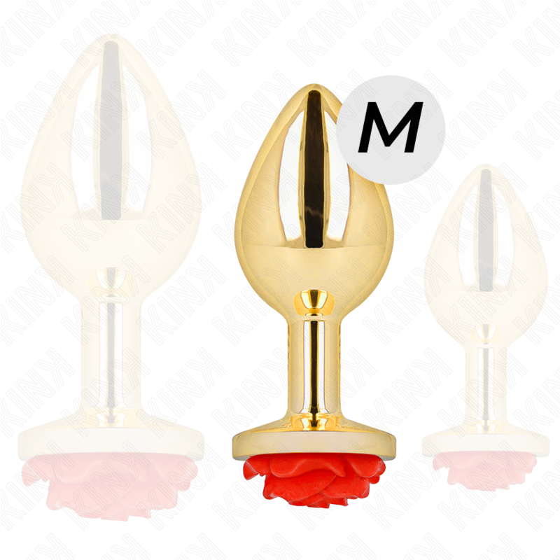 KINK - PLUG ANAL DORADO ROSA ROJA TALLA M - Imagen 4