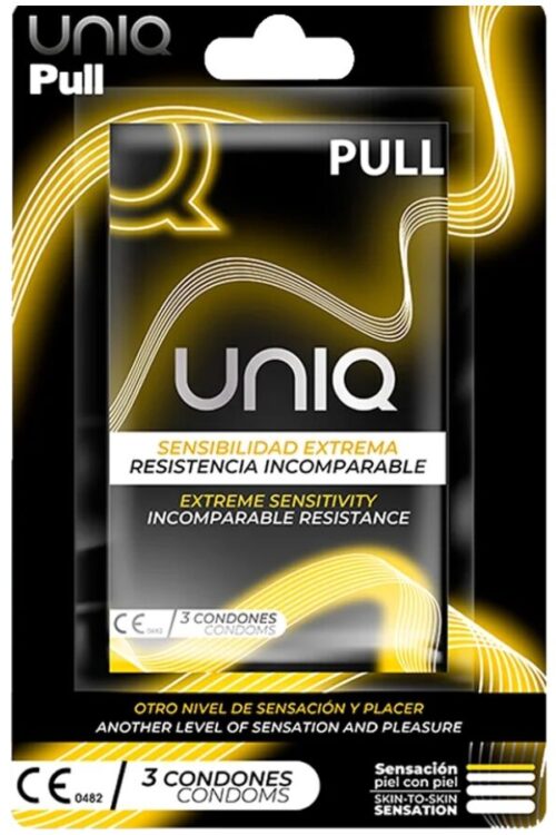 UNIQ – PULL PRESERVATIVOS CON TIRAS SIN LÁTEX 3 UNIDADES