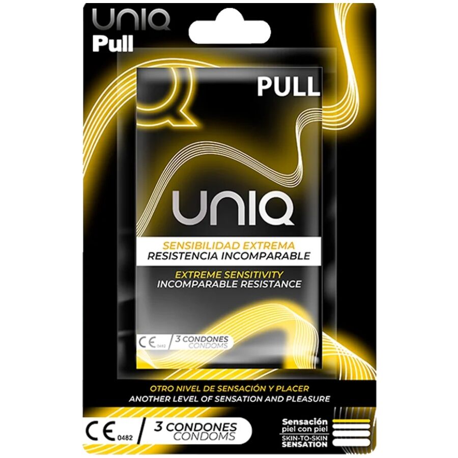 UNIQ – PULL PRESERVATIVOS CON TIRAS SIN LÁTEX 3 UNIDADES