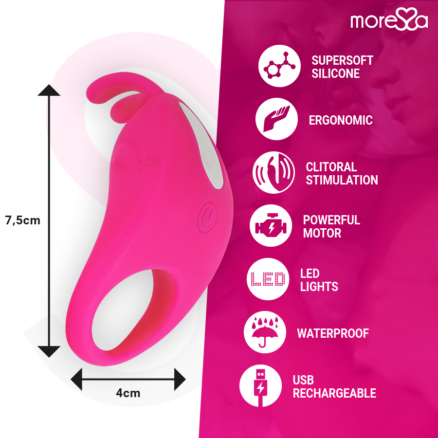 MORESSA - BRAD PREMIUM SILICONE RECARGABLE ROSA - Imagen 6