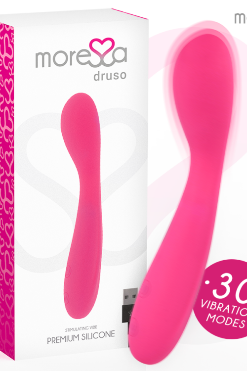 MORESSA – DRUSO MASAJEADOR DUO PUNTO G Y SUERO PELVICO PREMIUM SILICONE RECARGABLE