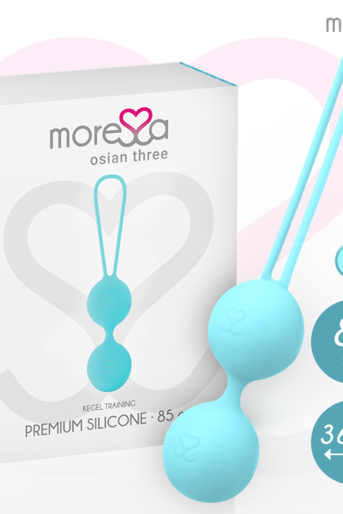 MORESSA – OSIAN THREE ENTRENAMIENTO SUELO PELVICO 85 gr PREMIUM SILICONA TURQUESA