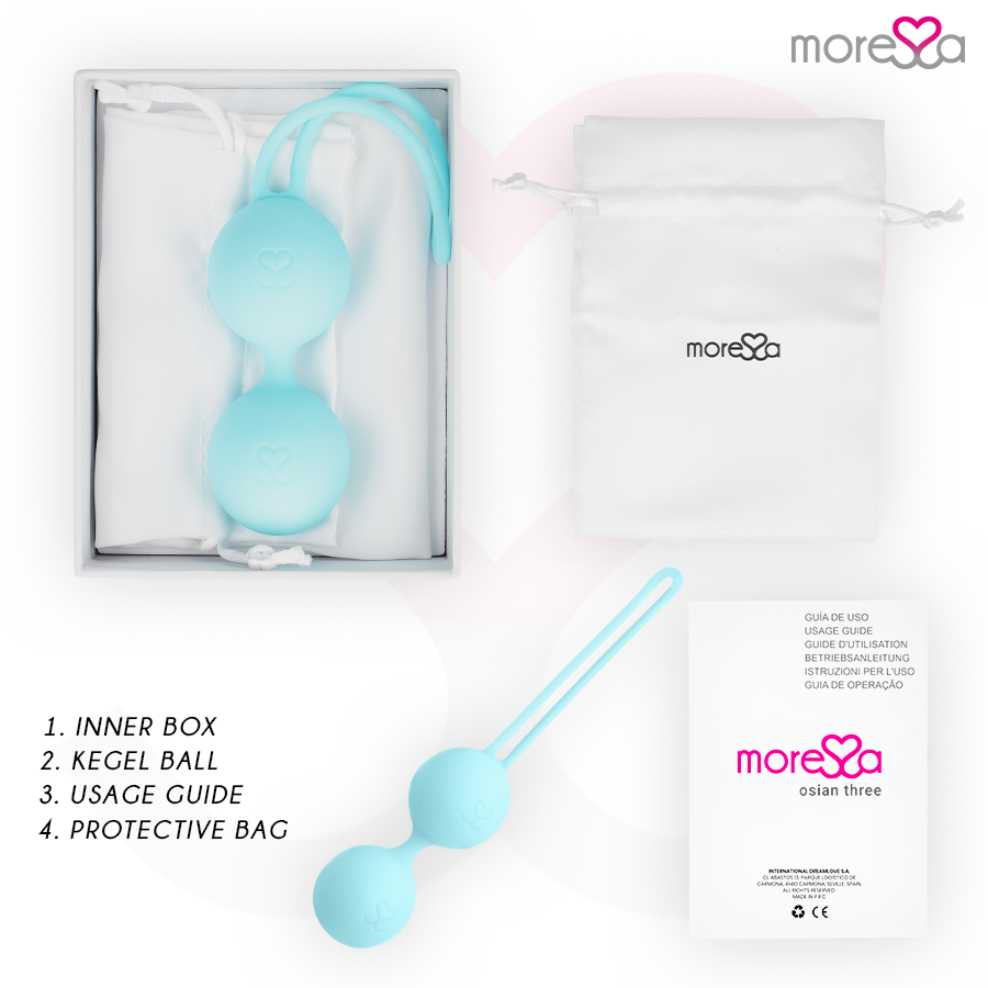 MORESSA - OSIAN THREE ENTRENAMIENTO SUELO PELVICO 85 gr PREMIUM SILICONA TURQUESA - Imagen 4