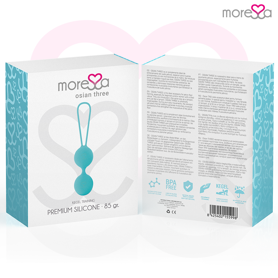 MORESSA - OSIAN THREE ENTRENAMIENTO SUELO PELVICO 85 gr PREMIUM SILICONA TURQUESA - Imagen 6