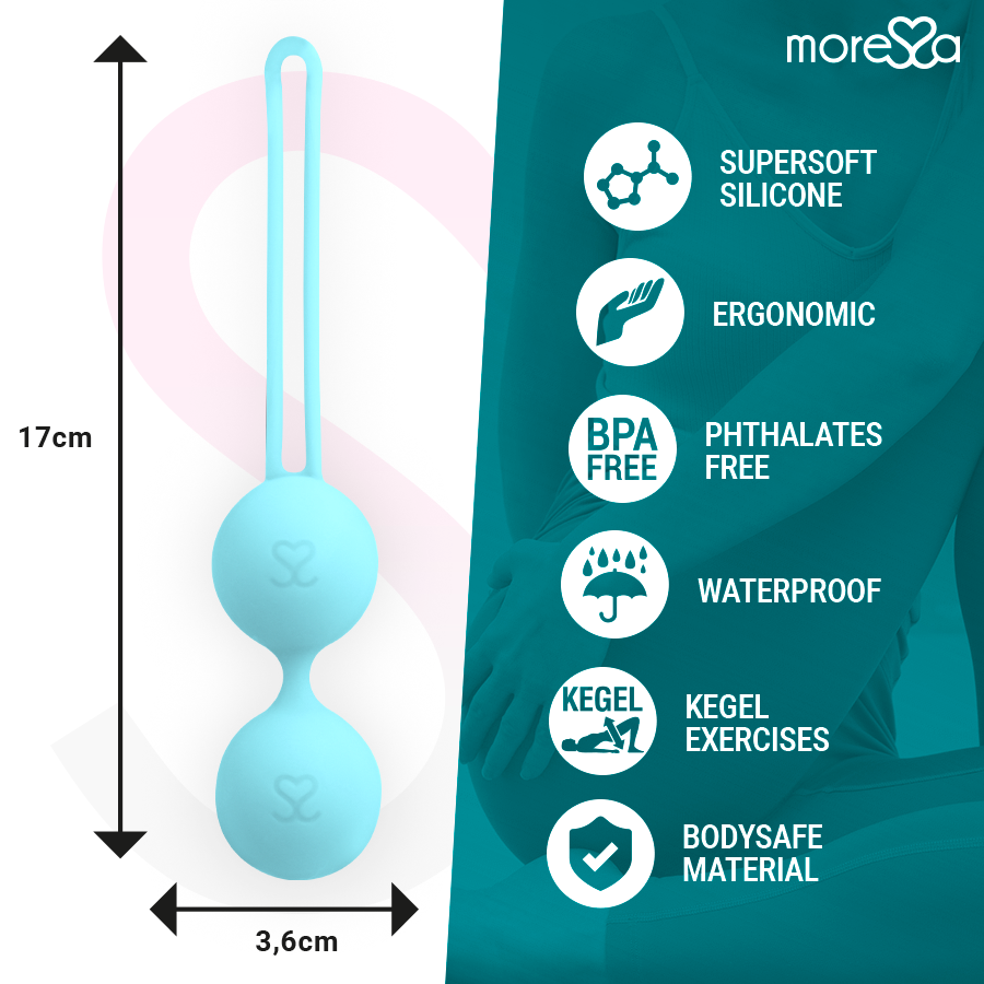 MORESSA - OSIAN THREE ENTRENAMIENTO SUELO PELVICO 85 gr PREMIUM SILICONA TURQUESA - Imagen 7