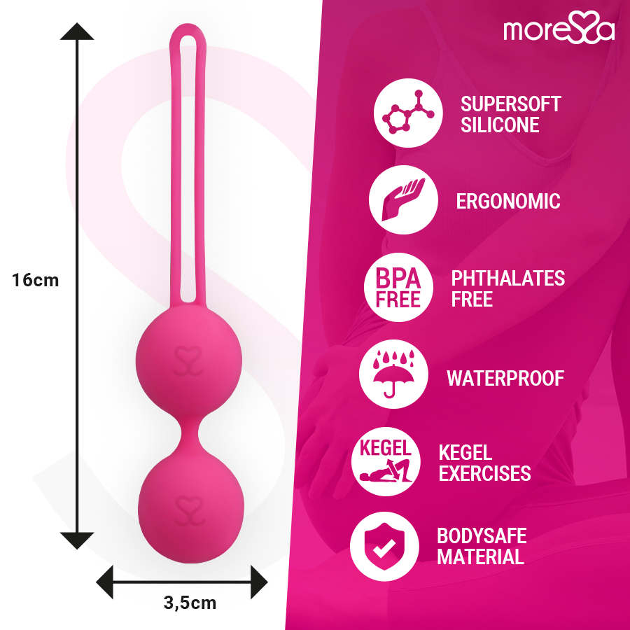 MORESSA - OSIAN TWO ENTRENAMIENTO SUELO PELVICO 101gr PREMIUM SILICONA ROSA - Imagen 5