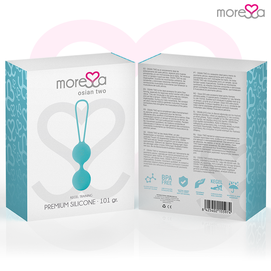 MORESSA - OSIAN TWO ENTRENAMIENTO SUELO PELVICO 101gr PREMIUM SILICONA TURQUESA - Imagen 6