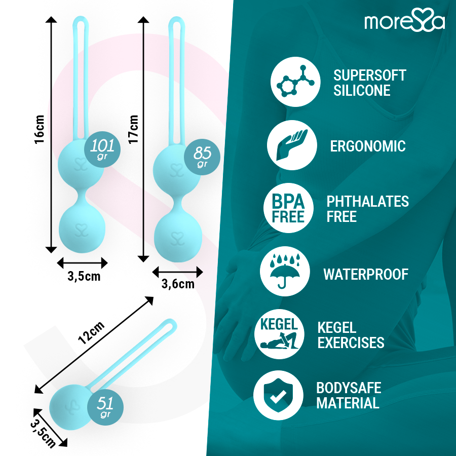 MORESSA - OSIAN SET Osian One; 51 Gr / Osian Two; 101 Gr / Osian Three 85 gr PREMIUM SILICONA TURQUESA - Imagen 5