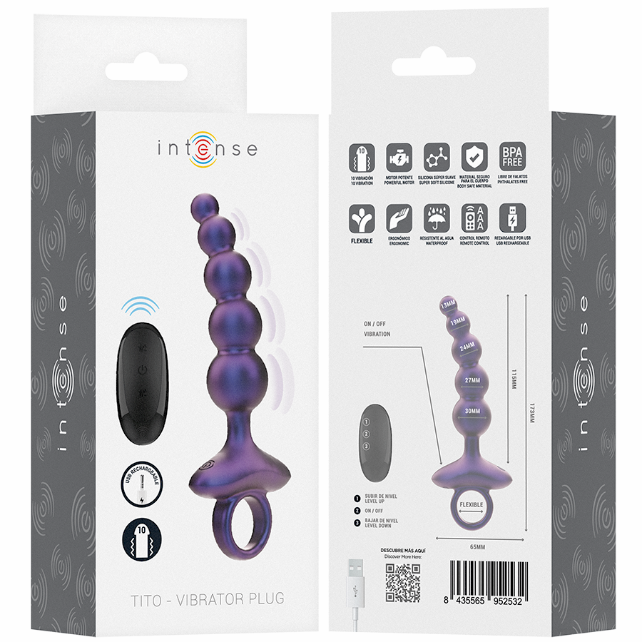 INTENSE - TITO PLUG ANAL VIBRADOR MODELO 3 CONTROL REMOTO - Imagen 3