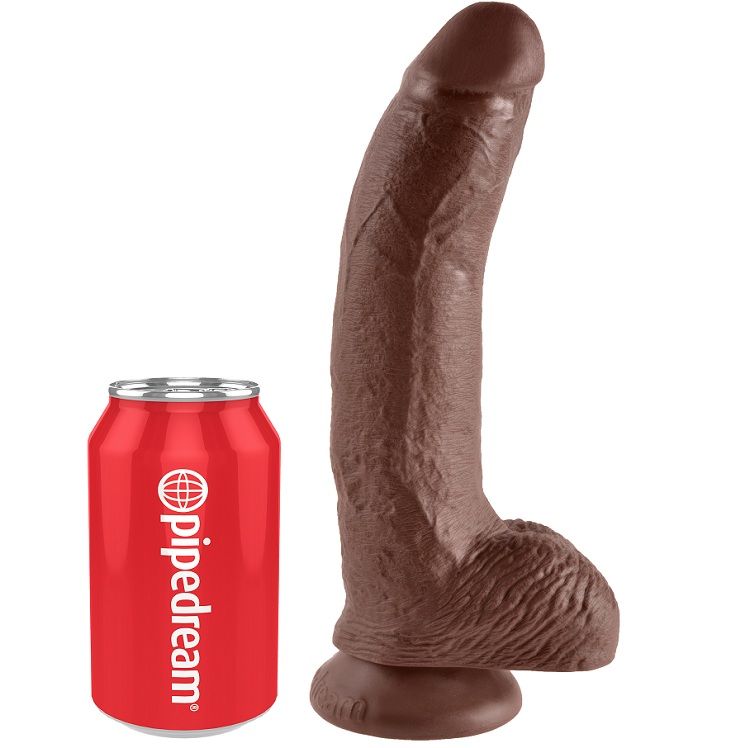 KING COCK - 9 PENE REALÍSTICO MARRÓN 22.9 CM - Imagen 5