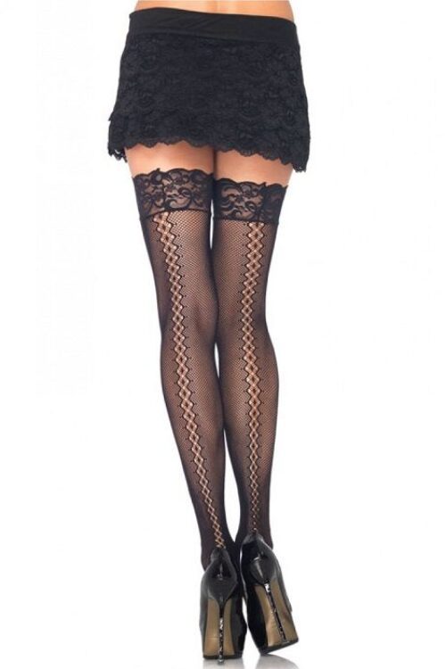 LEG AVENUE – MEDIAS DE RED CON COSTURA TRASERA EN RED EFECTO REMOLINO
