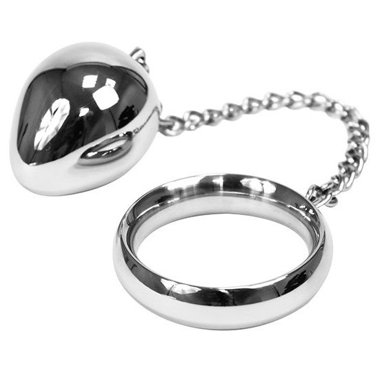 METAL HARD - COCK RING 40MM + CADENA CON BOLA METAL - Imagen 2