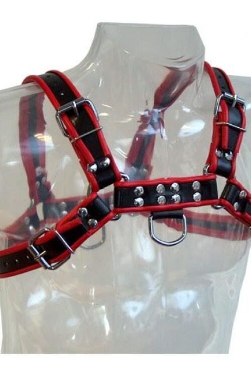 LEATHER BODY – CHAIN HARNESS III BLACK / RED