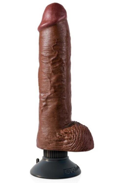 KING COCK – DILDO VIBRADOR CON TESTÍCULOS 25.5 CM COLOR MARRÓN