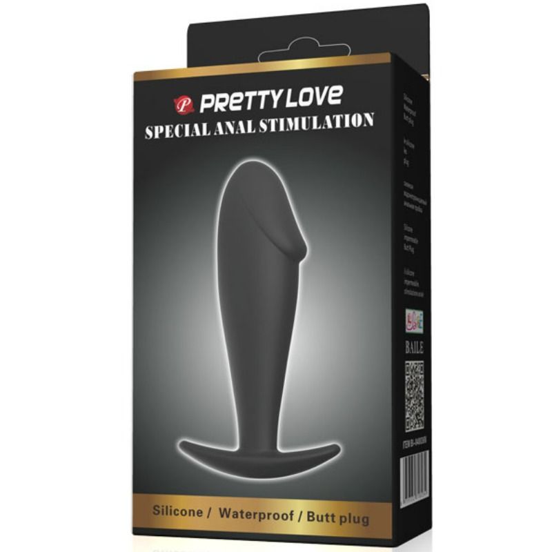 PRETTY LOVE - PLUG ANAL SILICONA FORMA PENE NEGRO - Imagen 2