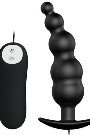 PRETTY LOVE - PLUG ANAL SILICONA ESTIMULACIÓN EXTRA Y 12 MODOS VIBRACIÓN NEGRO CONTROL REMOTO