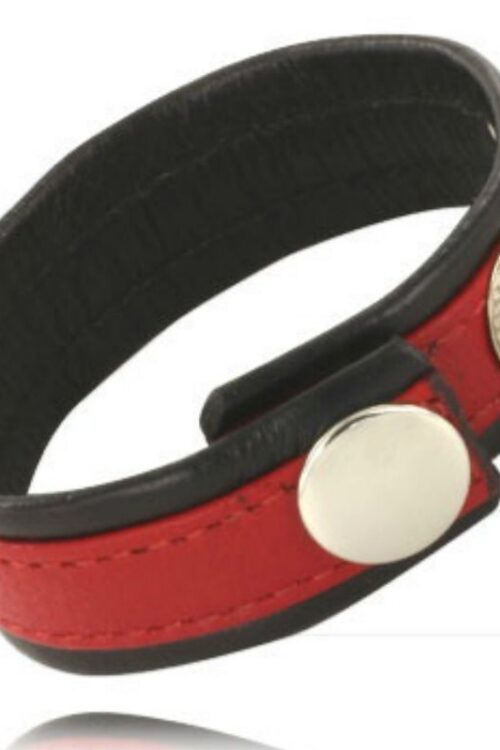 LEATHER BODY – CORREA DE CUERO AJUSTABLE PARA PENE ROJA- NEGRA