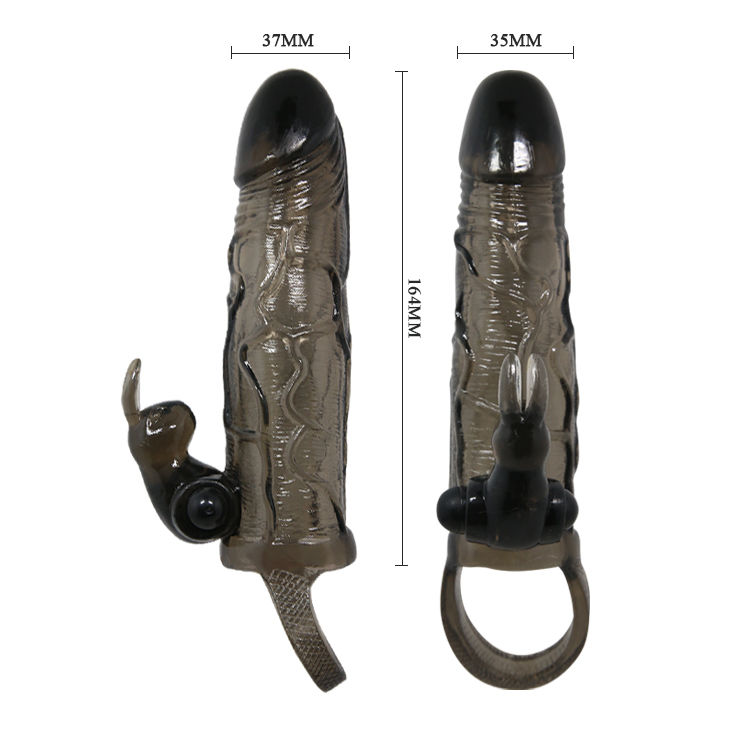 BAILE - BRAVE MAN FUNDA REALÍSTICA PENE CON RABBIT 16.5 CM NEGRO - Imagen 6