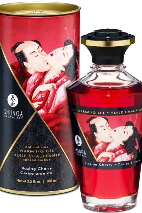 SHUNGA – ACEITE MASAJE EFECTO CALOR SABOR INTENSO CEREZA 100 ML