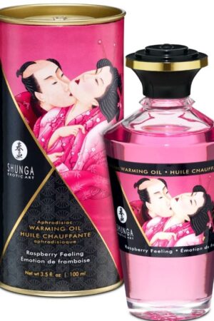 SHUNGA - ACEITE MASAJE EFECTO CALOR SABOR INTENSO FRAMBUESA 100 ML