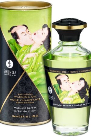 SHUNGA - ACEITE MASAJE EFECTO CALOR SABOR SORBETE DE MEDIANOCHE 100 ML