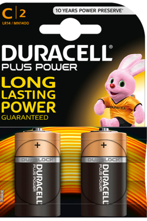 DURACELL – PLUS POWER PILA ALCALINA C LR14 BLISTER 2 UNIDADES