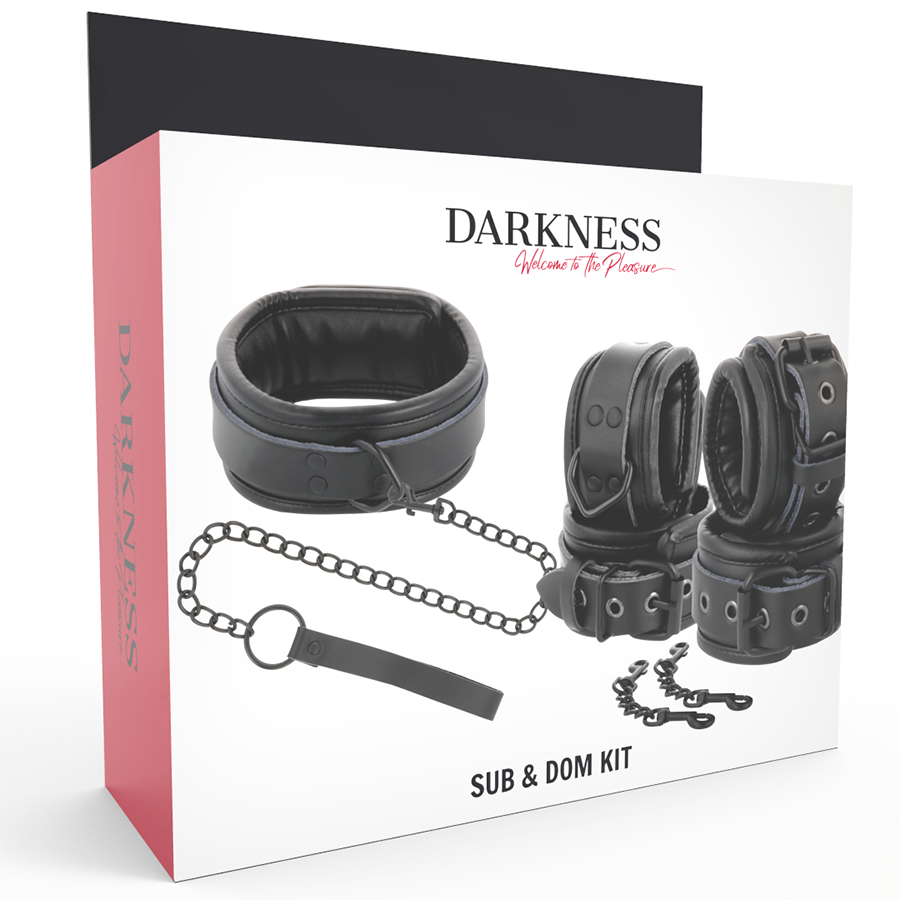 DARKNESS - ESPOSAS Y COLLAR DE CUERO NEGRO - Imagen 3