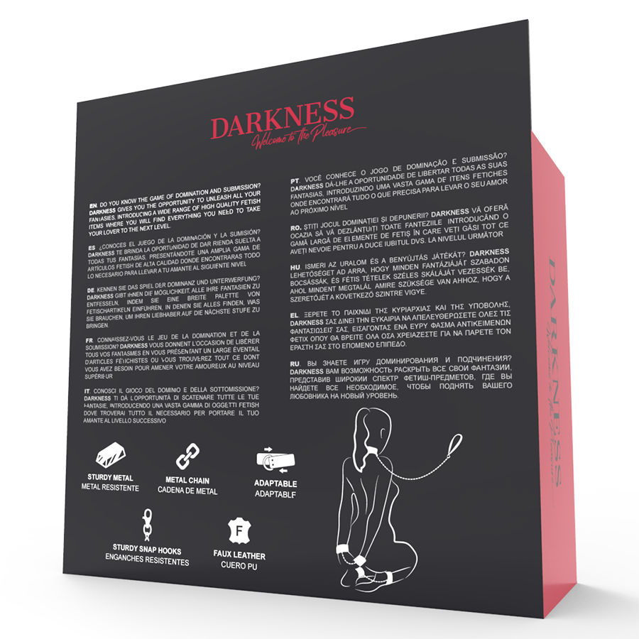 DARKNESS - ESPOSAS Y COLLAR DE CUERO NEGRO - Imagen 2