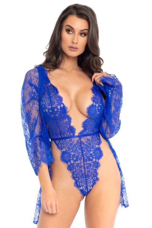 LEG AVENUE SET CON TEDDY Y BATA AZUL L