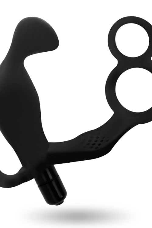 ADDICTED TOYS – PLUG ANAL CON ANILLA DOBLE PENE Y TESTÍCULOS NEGRO