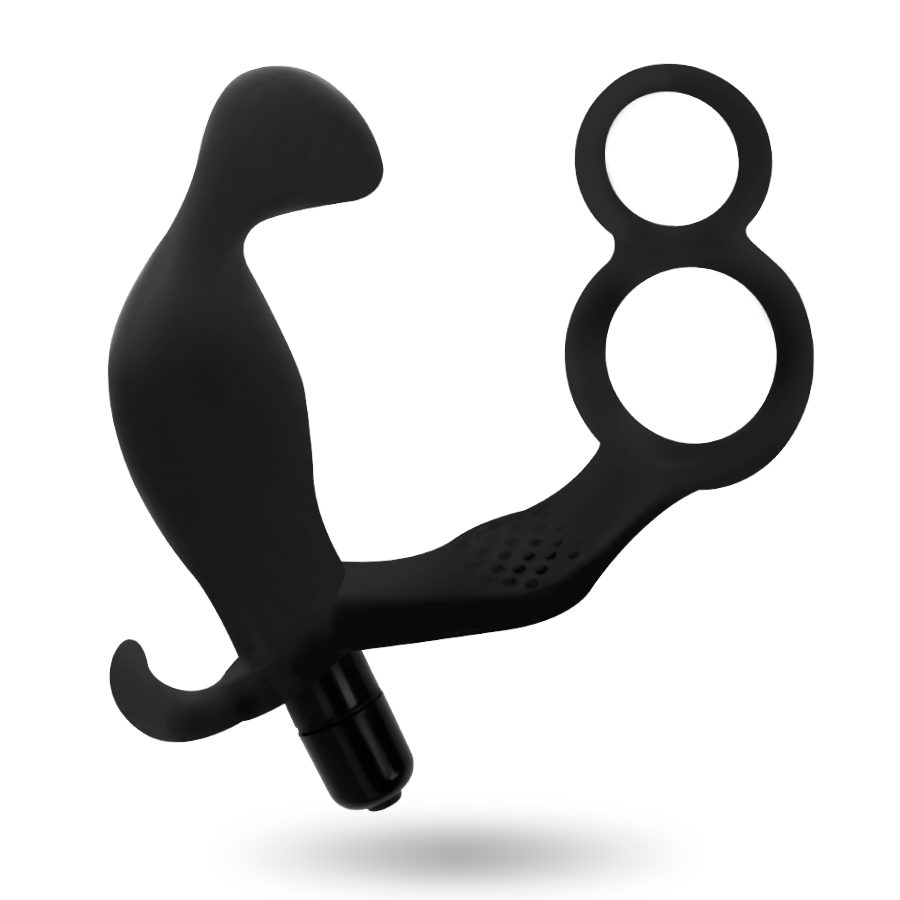 ADDICTED TOYS – PLUG ANAL CON ANILLA DOBLE PENE Y TESTÍCULOS NEGRO