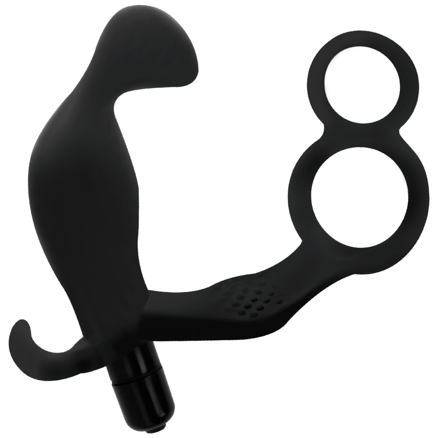 ADDICTED TOYS - PLUG ANAL CON ANILLA DOBLE PENE Y TESTÍCULOS NEGRO - Imagen 4