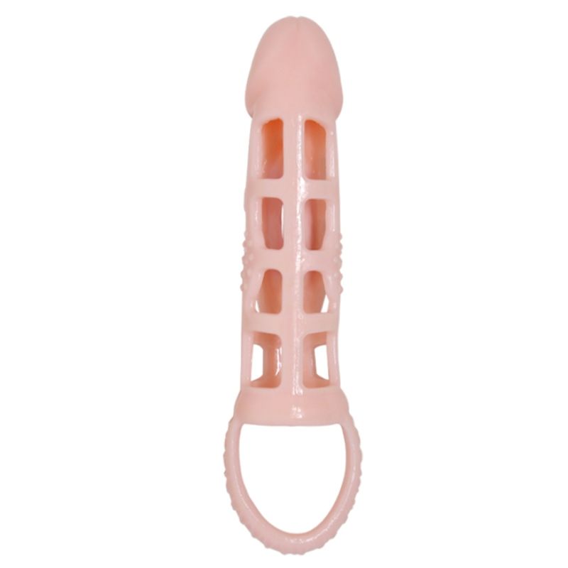 BAILE - FUNDA EXTENSORA PENE CON VIBRACIÓN Y STRAP NATURAL 13.5 CM - Imagen 3