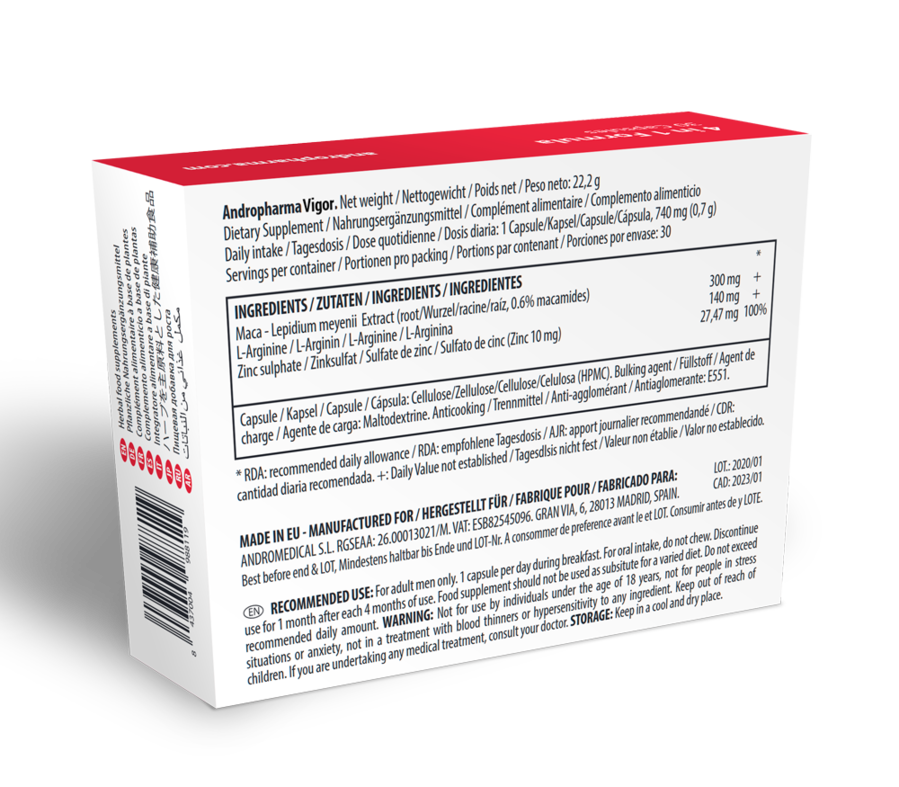 Andropharma Vigor – Complemento alimenticio herbal para la libido masculina - Imagen 2