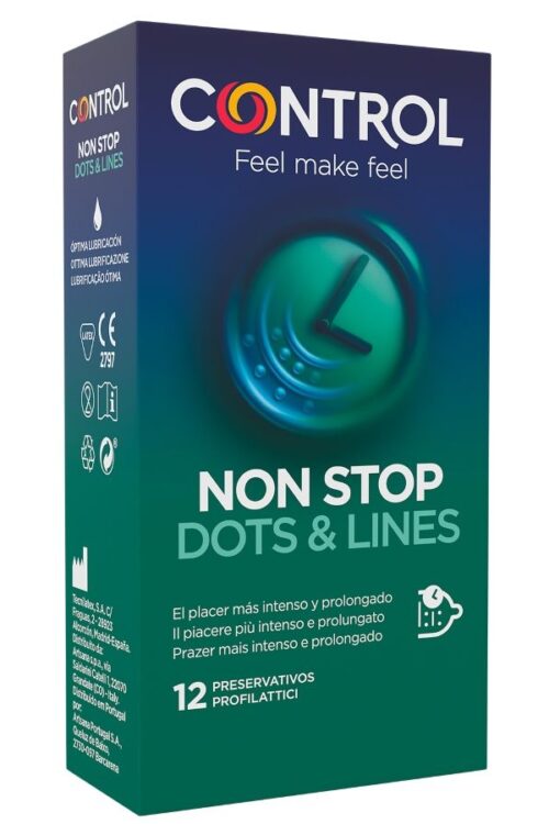 CONTROL – NONSTOP PUNTOS Y ESTRÍAS PRESERVATIVOS 12 UNIDADES