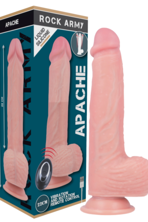 ROCKARMY - APACHE VIBRADOR REALÍSTICO CONTROL REMOTO LIQUID SILICONE 20.5 CM -O- 4.62 CM