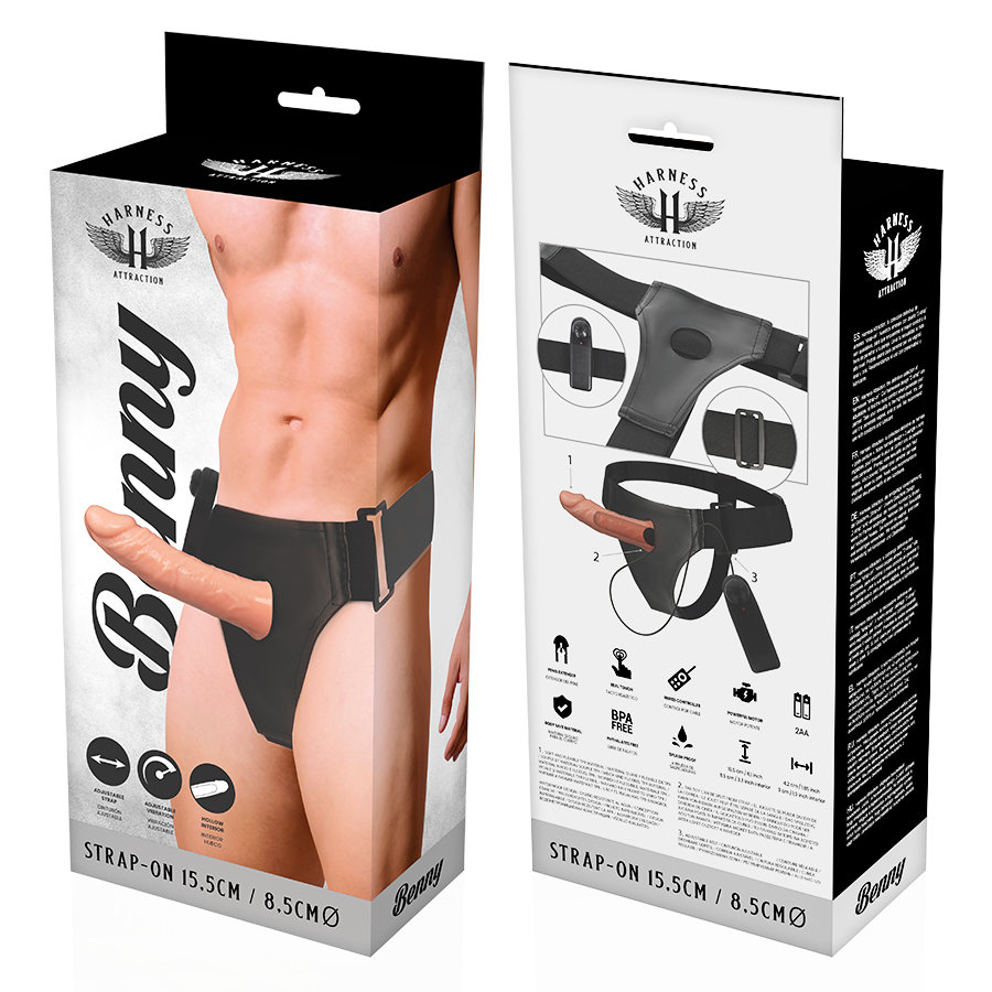 HARNESS ATTRACTION - ARNÉS HUECO BENNY CON VIBRADOR 15 CM -O- 4.5 CM - Imagen 6