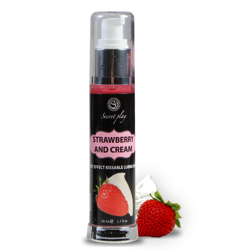SECRETPLAY - LUBRICANTE 2-1 EFECTO CALOR FRESA&NATA 50 ML - Imagen 3