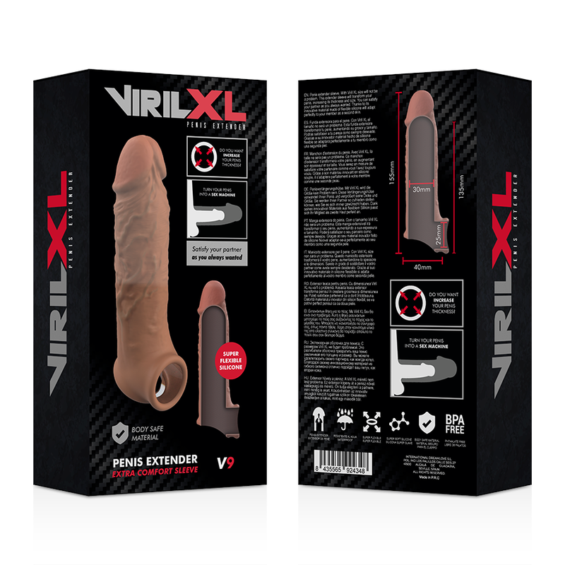 VIRILXL - EXTENSIÓN DE PENE LIQUID SILICONE V9 MARRÓN - Imagen 5
