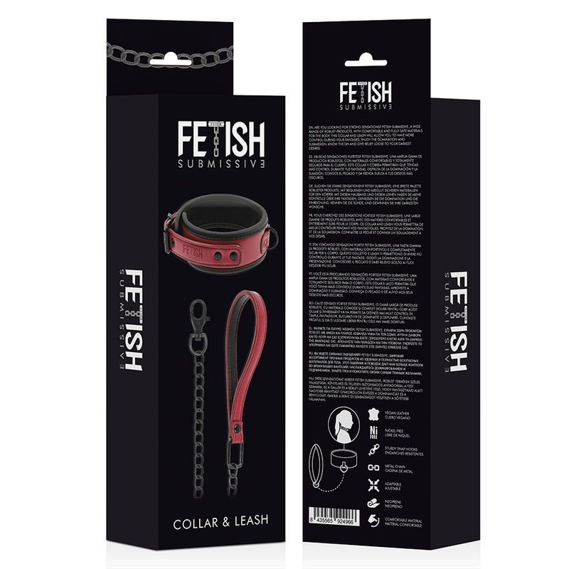FETISH SUBMISSIVE DARK ROOM - COLLAR CON CADENA CON FORRO DE NEOPRENO - Imagen 6