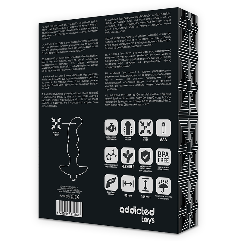 ADDICTED TOYS - MASAJEADOR ANAL CON VIBRACIÓN NEGRO MODELO 2 - Imagen 6