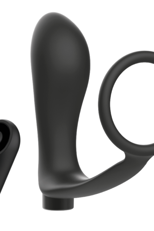 ADDICTED TOYS – ANILLA PENE CON PLUG ANAL CONTROL REMOTO NEGRO RECARGABLE